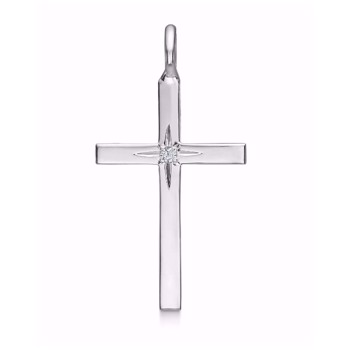 Sølv kors med zirkonia (29x18 mm)